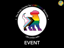 The Pride Center Logo, the Pride Pup, on a black background with the text, 'EVENT' beneath.