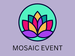 Purple background with Mosaic lotus icon and the words, 'Mosaic Event'