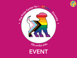 pink background, with a white circle in the middle containing a picture of the TPC logo, the pride pup. below, in white capital letters is the text EVENT